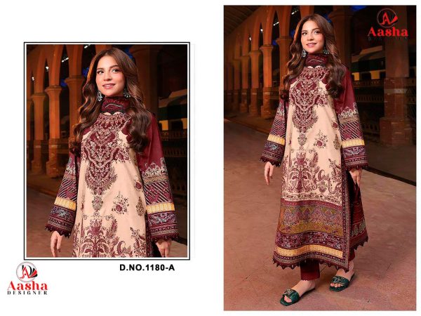 AASHA DESIGNER 1180 A COTTON EMBROIDERED SUIT