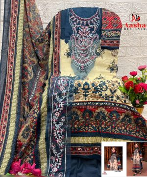 AASHA DESIGNER 1180 B COTTON EMBROIDERED SUIT