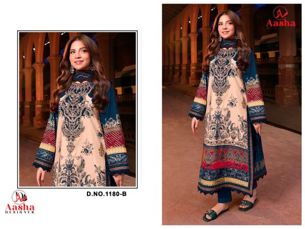 AASHA DESIGNER 1180 B COTTON EMBROIDERED SUIT
