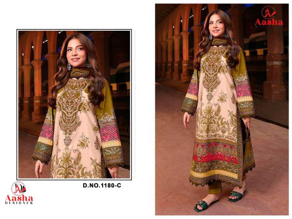 AASHA DESIGNER 1180 C COTTON EMBROIDERED SUIT