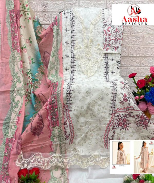 AASHA DESIGNER 1182 A COTTON PAKISTANI SUITS