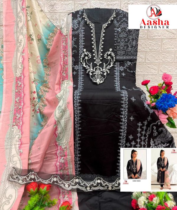 AASHA DESIGNER 1182 B COTTON PAKISTANI SUITS