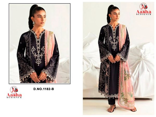 AASHA DESIGNER 1182 B COTTON PAKISTANI SUITS