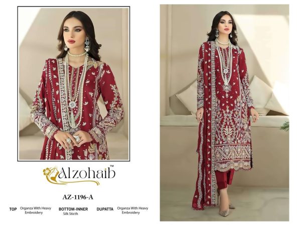 ALZOHAIB AZ 1196 A AAFA VOL 1 ORGANZA SALWAR SUITS
