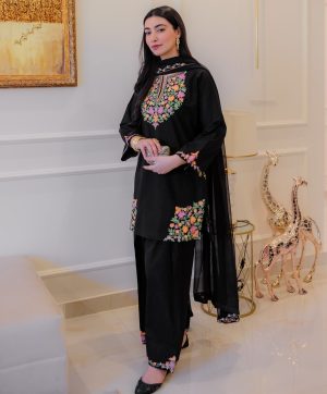 BE 402 LATEST CRAPE SILK PLAZZO SUIT WHOLESALE