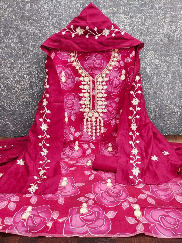 DESIGNER SUITS DS PV CHANDERI PRINT DRESS MATERIAL