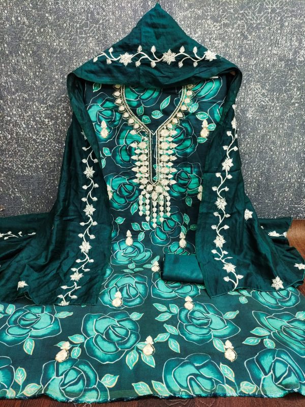 DESIGNER SUITS DS PV CHANDERI PRINT DRESS MATERIAL