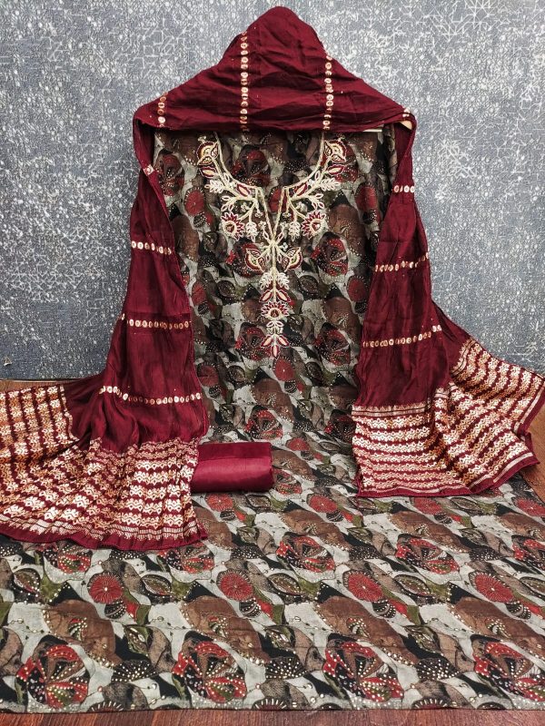 DESIGNER SUITS DS PV CHANDERI PRINT SUIT MATERIAL