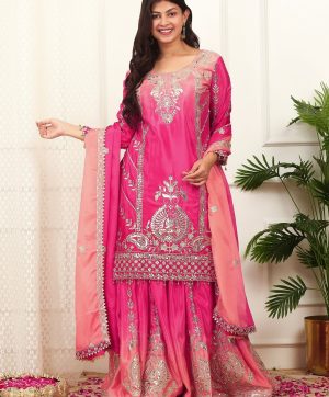 DHK 1372 B DESIGNER PLAZZO SUITS WHOLESALE