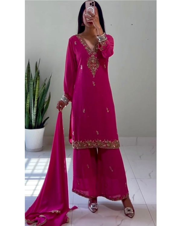 HK 1714 C DESIGNER PLAZZO SUITS WHOLESALE