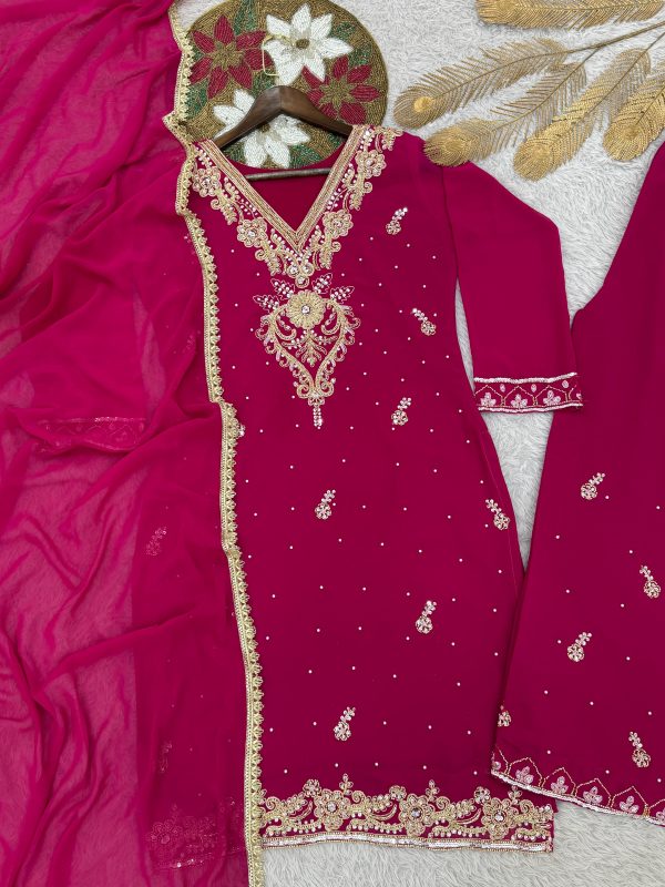 HK 1714 C DESIGNER PLAZZO SUITS WHOLESALE