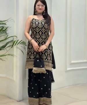 HK 1727 B DESIGNER GEORGETTE PLAZZO SUITS WHOLESALE