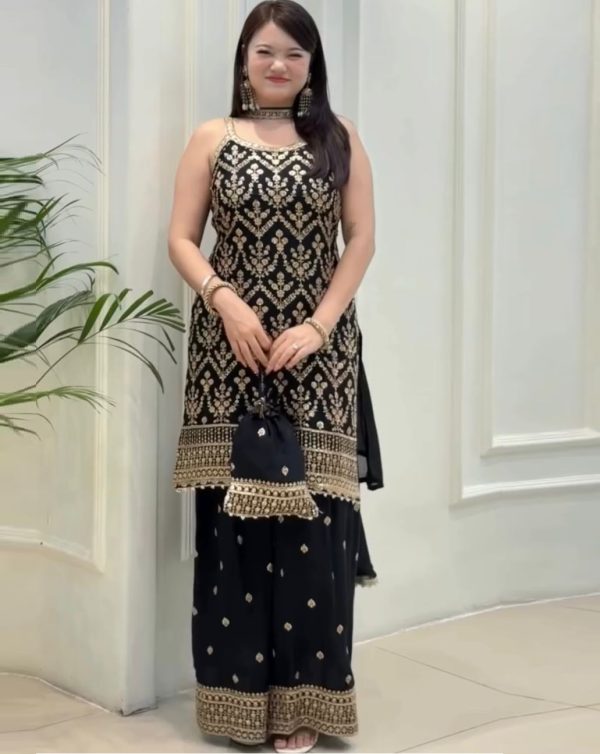 HK 1727 B DESIGNER GEORGETTE PLAZZO SUITS WHOLESALE
