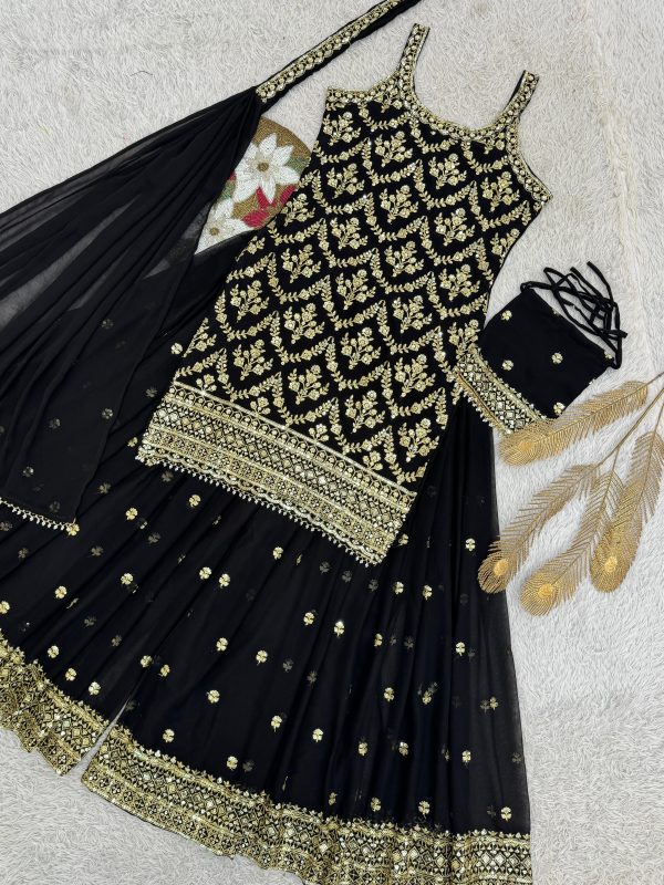 HK 1727 B DESIGNER GEORGETTE PLAZZO SUITS WHOLESALE