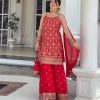 HK 1727 C DESIGNER GEORGETTE PLAZZO SUITS WHOLESALE