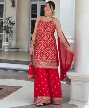 HK 1727 C DESIGNER GEORGETTE PLAZZO SUITS WHOLESALE