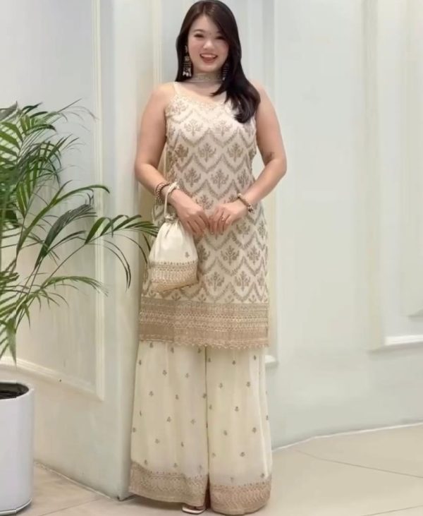 HK 1727 D DESIGNER GEORGETTE PLAZZO SUITS WHOLESALE