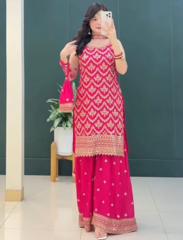 HK 1727 DESIGNER GEORGETTE PLAZZO SUITS WHOLESALE