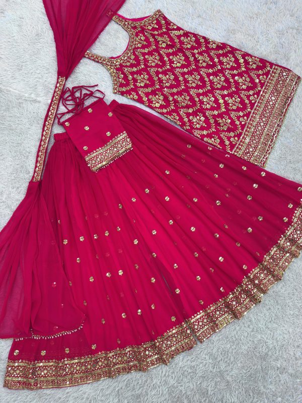 HK 1727 DESIGNER GEORGETTE PLAZZO SUITS WHOLESALE