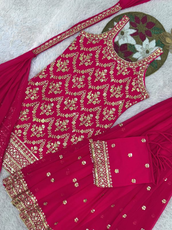 HK 1727 DESIGNER GEORGETTE PLAZZO SUITS WHOLESALE