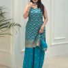 HK 1727 E DESIGNER GEORGETTE PLAZZO SUITS WHOLESALE