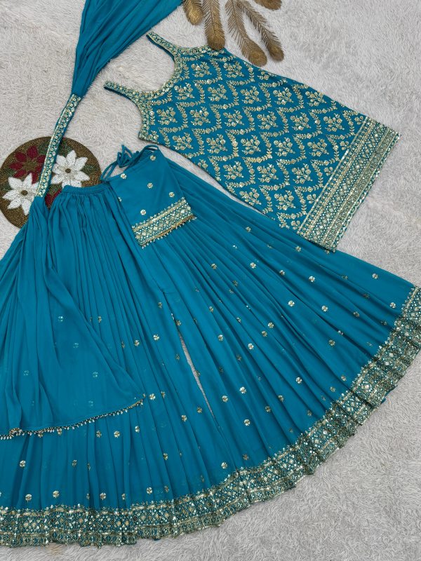 HK 1727 E DESIGNER GEORGETTE PLAZZO SUITS WHOLESALE