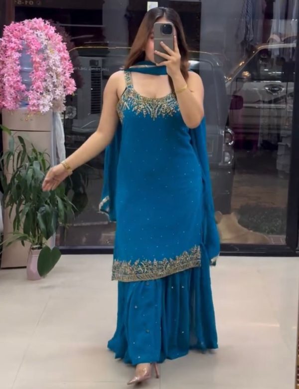 HK 1729 B PREMIUM QUALITY PLAZZO SUITS WHOLESALE