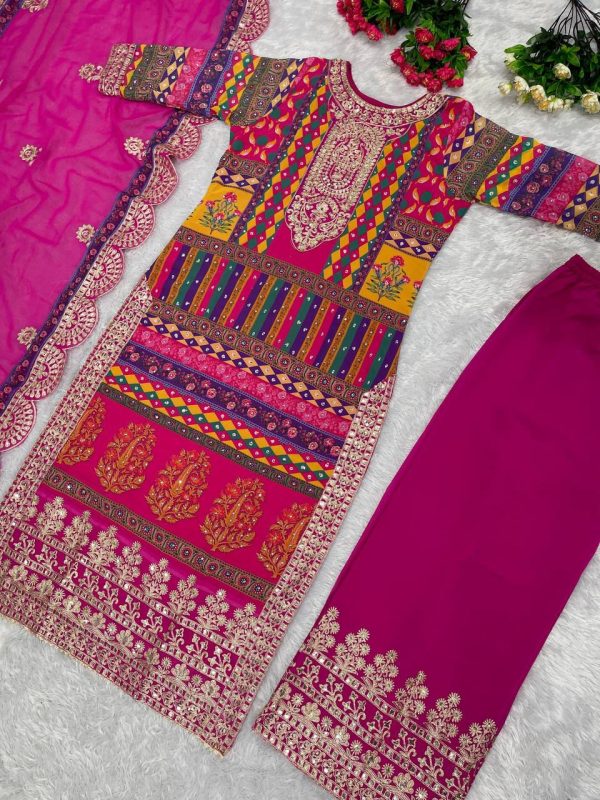 KF 1581 B DESIGNER PLAZZO SUITS WHOLESALE