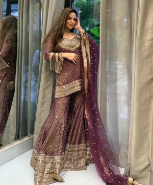 LADY LOOK 026 A DESIGNER PLAZZO SUITS WHOLESALE
