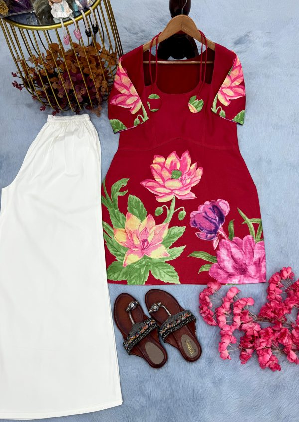 LADY LOOK 030 A DESIGNER KURTI PLAZZO WHOLESALE