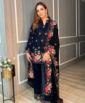 LC 1398 DESIGNER VELVET PLAZZO SUITS ONLINE