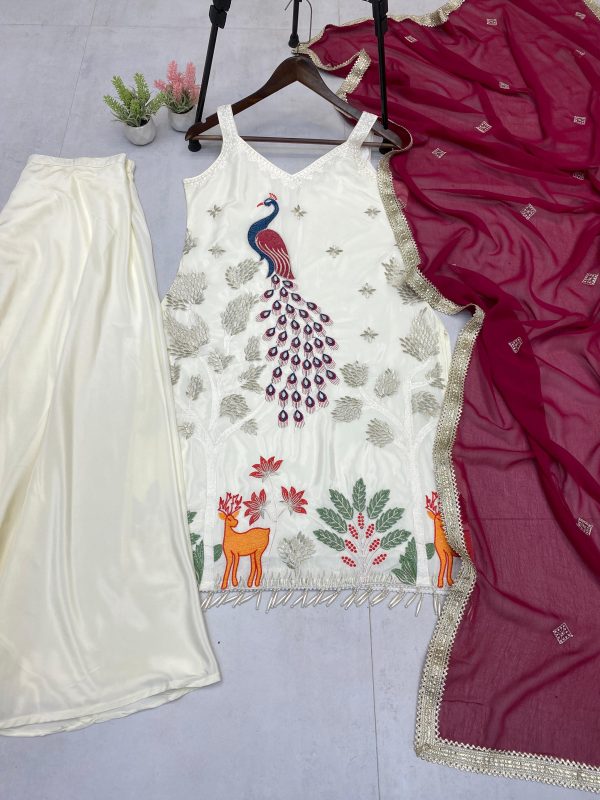 LG 1994 B PLAZZO PAIR WITH EMBROIDERED PEACOCK SUIT