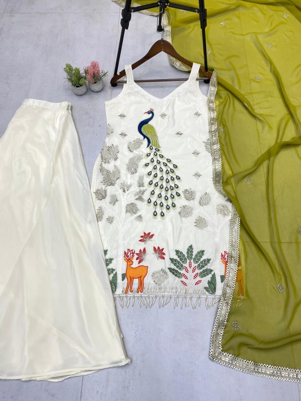 LG 1994 C PLAZZO PAIR WITH EMBROIDERED PEACOCK SUIT