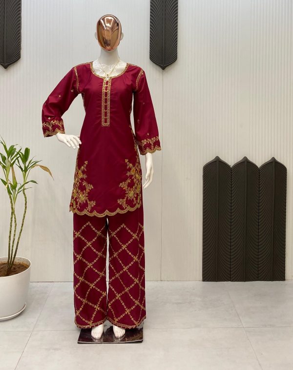 LG 2004 DESIGNER CRAPE SILK PLAZZO SUITS ONLINE
