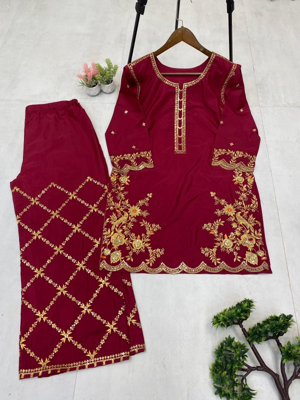 LG 2004 DESIGNER CRAPE SILK PLAZZO SUITS ONLINE