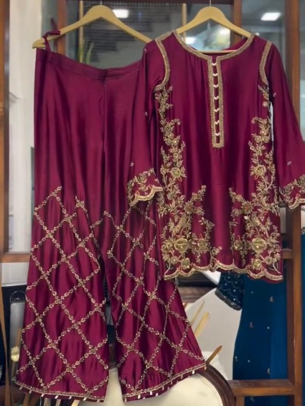 LG 2004 DESIGNER CRAPE SILK PLAZZO SUITS ONLINE