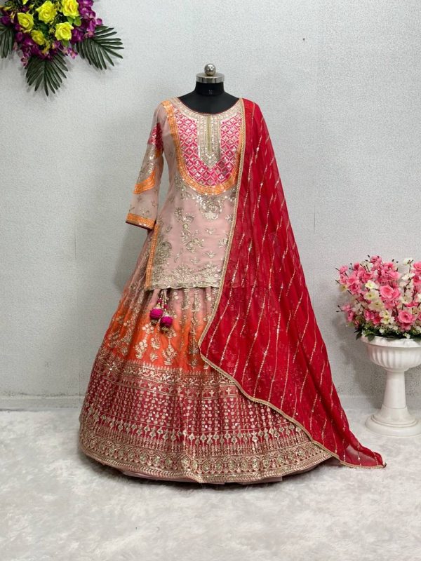 MT 1011 DESIGNER GEORGETTE TOP LEHENGA WHOLESALE