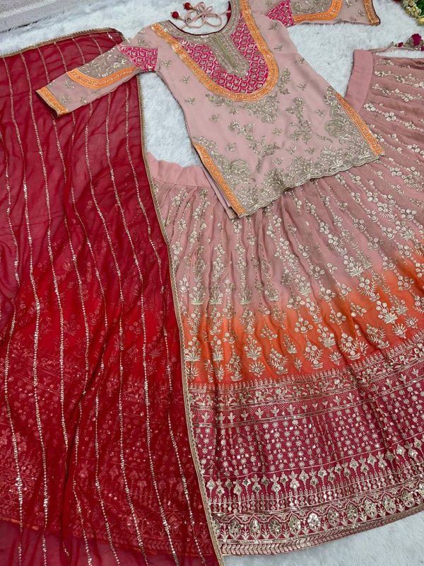 MT 1011 DESIGNER GEORGETTE TOP LEHENGA WHOLESALE