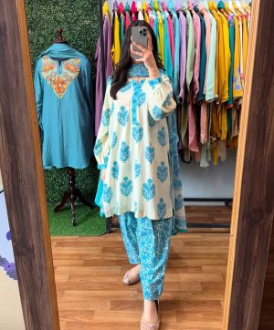 MURTI TRENDS BLUE COTTON STYLISH KURTI
