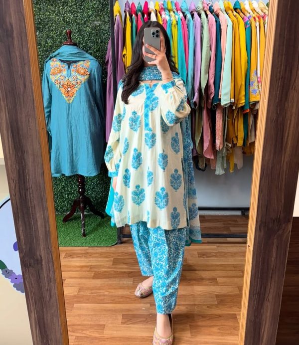 MURTI TRENDS BLUE COTTON STYLISH KURTI