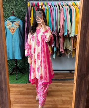MURTI TRENDS PINK COTTON STYLISH KURTI