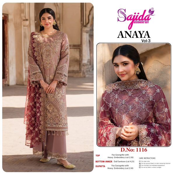 SAJIDA DESIGNERS 1116 ANAYA VOL 3 GEORGETTE SUIT
