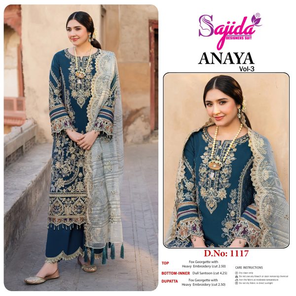 SAJIDA DESIGNERS 1117 ANAYA VOL 3 GEORGETTE SUIT
