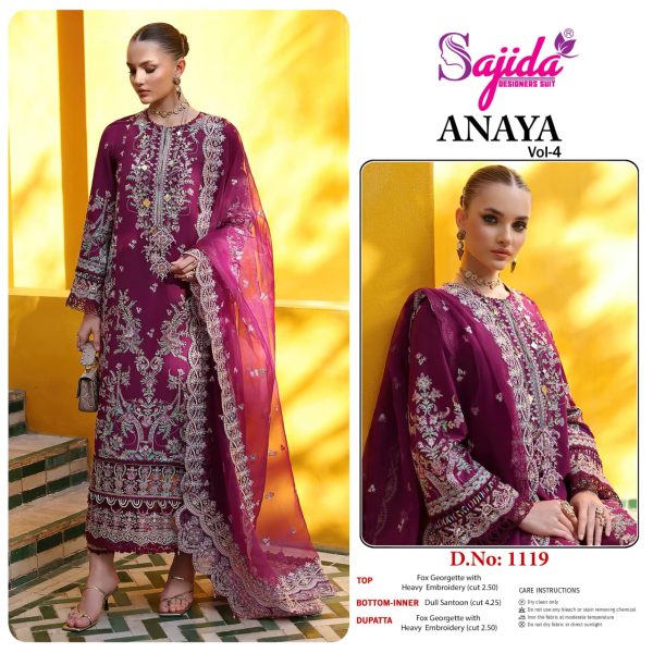 SAJIDA DESIGNERS 1119 ANAYA VOL 4 PAKISTANI SUITS
