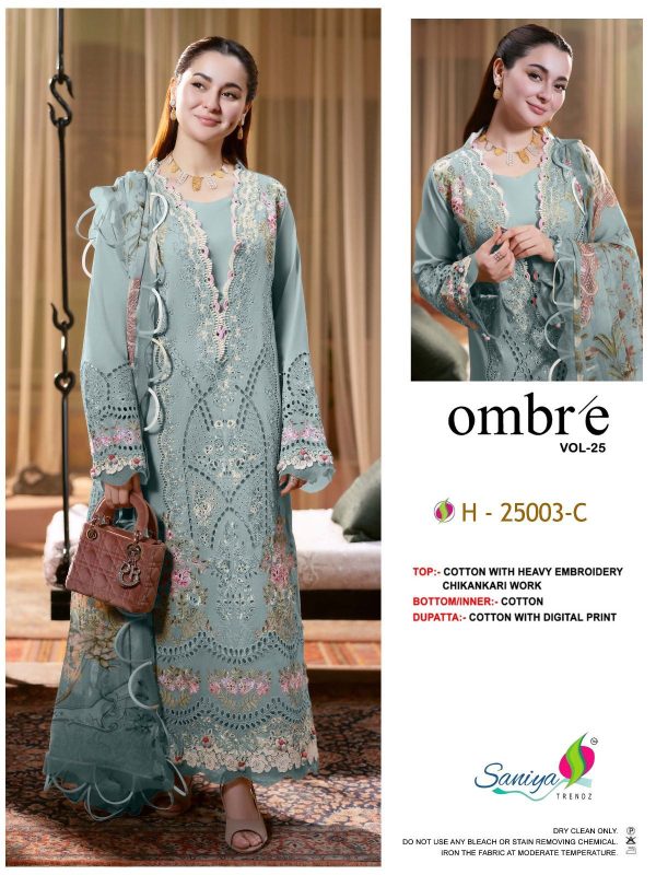 SANIYA TRENDZ 25003 C OMBR'E VOL 25 COTTON SUITS