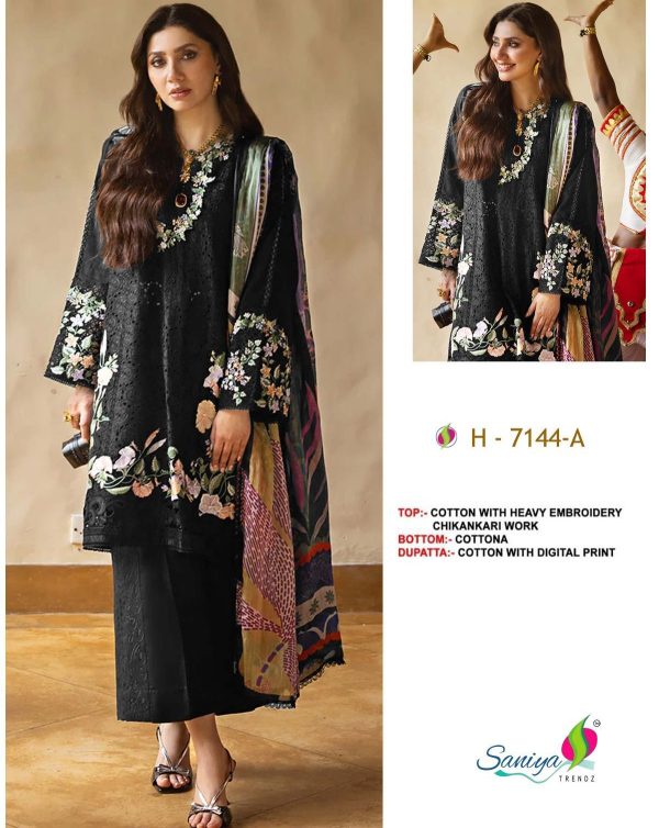 SANIYA TRENDZ 7144 A COTTON PAKISTANI SUITS