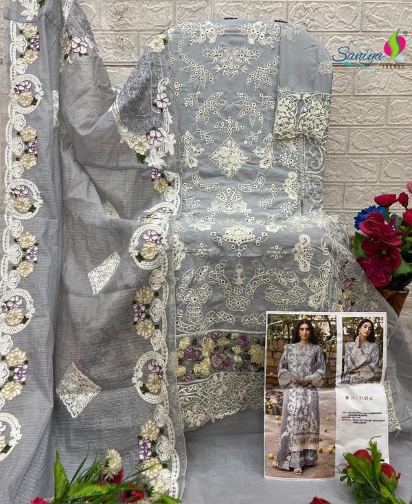 SANIYA TRENDZ 7145 A COTTON EMBROIDERED SUITS