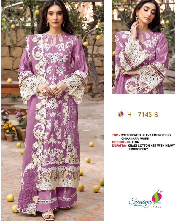 SANIYA TRENDZ 7145 B COTTON EMBROIDERED SUITS