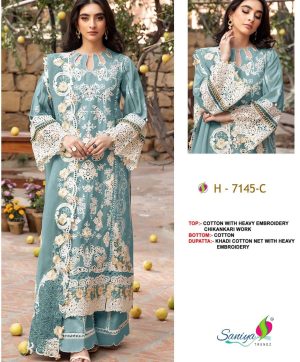 SANIYA TRENDZ 7145 C COTTON EMBROIDERED SUITS
