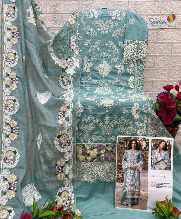 SANIYA TRENDZ 7145 C COTTON EMBROIDERED SUITS